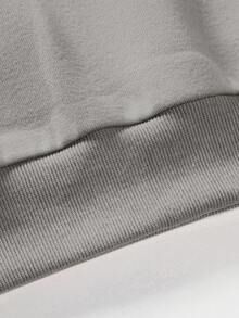 EURMUSE Men's Drop Shoulder Sweatshirt With Letter Patch - Grey - View 4