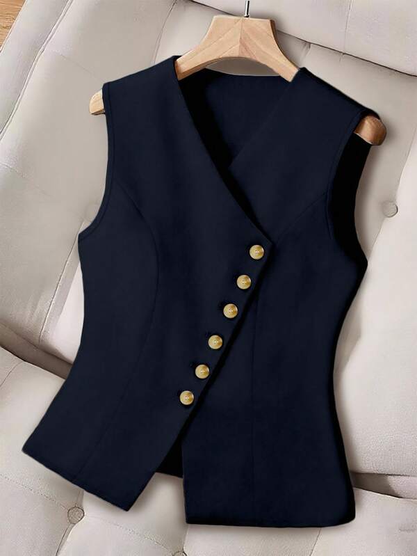 Regalyn Plus Size Casual/Office Solid Color Suit Vest