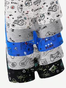 10pcs Boys' Cute Colorful Game Console Print Comfortable Cotton Briefs Fall Winter