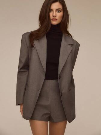 ATUI Studio 2025AW 超大号西装外套，套装西装外套，女士西装外套，超大肩部别致办公室西装外套，秋冬休闲简约西装外套