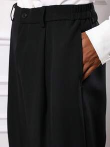 SUMWON Wide Leg Pleated Smart Dress Pants Classic Office Business Trousers Formal Professional Straight Suit Bottoms With Side Pockets Fall Winter Bottoms - Black - View 7