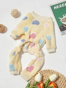 PETSIN 1 件宠物保暖连体衣，带心形图案，适合中小型猫狗 - 彩色 - 查看 2