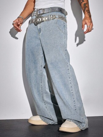 Street Life Jeans droits décontractés et amples pour hommes, convenant pour un port quotidien