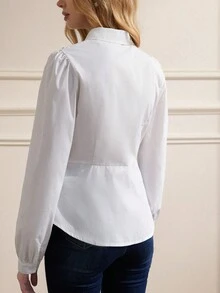 Revavyn 女式通勤铆钉装饰束腰衬衫 - 白色 - 查看 5