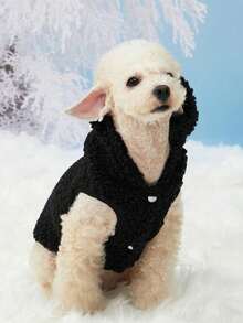 PETSIN 1件黑色宠物羔羊毛保暖背心 - 黑色 - 查看 3