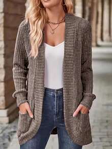 EMERY ROSE Women's Casual Solid Color Regular Jacket - Brown - View 5