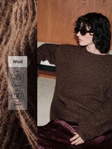 Uhlyne Herbst-Winter Wollgarn minimalistischer Rundhals Langarm Pullover, eleganter und raffinierter vintage-inspirierter einfarbiger Strickpullover für Frauen, perfekt für den Arbeitsweg, Old Money