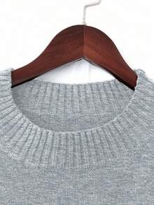 Linhara Setelan Pakaian Rumah Kasual Wanita Ukuran Besar, Leher Bulat, Bahu Longgar, Lengan Panjang, Sweater dan Celana Rajut, Musim Gugur/Dingin - Grey - View 3