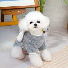 PETSIN 秋冬天鹅绒宠物背心 – 柔软羊毛外套，带牵引扣，适合小型犬、猫和小动物 | 舒适、时尚、适合节日的服装 - 灰色 - 查看 4