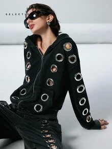 LYSMO Hanorac cu mânecă lungă și glugă pentru femei