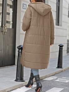 EMERY ROSE Women's Casual Everyday Zip-Up Hooded Jacket - Apricot - View 2