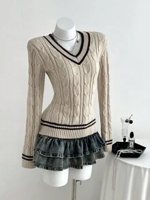 Elamini 女士休闲甜心领心形领针织毛衣 - 彩色 - 查看 3