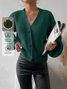 Women's Solid Color Minimalist Long Sleeve Cardigan