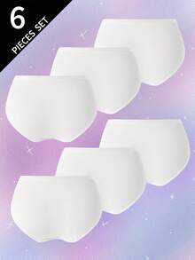 6条装女童纯棉纹理白色内裤