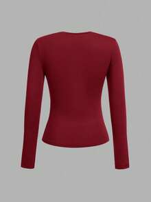 SHEIN EZwear 3 件套女式字母印花圆领休闲修身长袖 T 恤套装，适合秋冬季 - 彩色 - 查看 9
