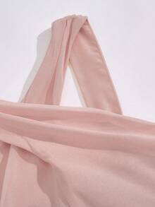 Tween Girl Round Neck Sleeveless Waist Splicing Pleated Elegant Party Jumpsuit - Pink - View 4