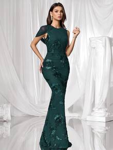Coutiva Formal Evening Gown (Heavily Embellished) - Dark Green - View 7