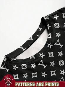 SHEIN Camiseta ajustada de manga larga con estampado de patrón completo, informal, para primavera/otoño para mujer - Multicolor - Ver 3