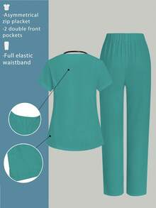 PopScrub 2-częściowy komplet uniformu chirurgicznego (bluzka z krótkim rękawem i luźne spodnie)