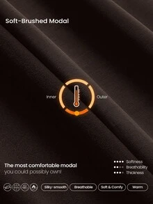 GLOWMODE Modal Soft Warm Curved Bubble Hem Waist Length Oversized Ribbed Cuffs High Neck Pullover Sweatshirt Daily - Chocolate Brown - View 6