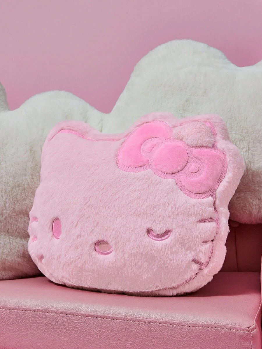 HELLO KITTY AND FRIENDS | SHEIN Pink Kitty Bow Embroidered Design Throw Pillow