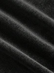 SHEIN MOD 复古优雅女式长肩连衣裙 - 黑色 - 查看 4