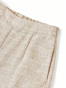 Ellevyn Bộ đồ 2 món thanh lịch dành cho nữ cỡ lớn: Áo vest và quần kim loại cài một hàng khuy, mùa thu - Màu be - Xem 7