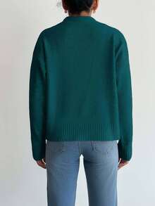 EURMUSE 女士休闲落肩开衫，纯色秋冬