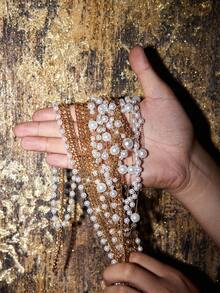 BamGleam Shiny Gold Faux Pearl Beachy Metallic Cover-Up, Suitable For Music Festivals And Beach Vacations - Gold - View 6