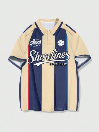 Men's Casual Preppy Collegiate Button-Up Polo Shirt