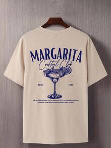 Manfinity RSRT Plus Size Men's Casual Slogan Printed Short Sleeve Round Neck T-Shirt, Summer, Holiday - Khaki - View 2