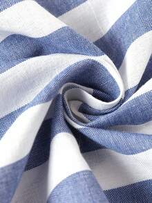 EMERY ROSE Damen Große Größen Lässig Urlaubs Bluse mit besticktem Kragen, Langarm, Spitzen-Patchwork und Streifen