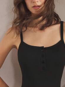 Ocili 女式纯色无袖连体裤家居服 - 黑色 - 查看 5