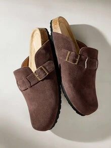 Solecia Giày sandal đế bệt trơn màu đơn giản dành cho nữ - Cà phê nâu - Xem 6