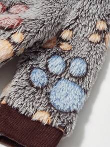 PETSIN 1 pieza Mono de franela gris con estampado de pata universal para mascotas, perros y gatos, cálido - Multicolor - Ver 3