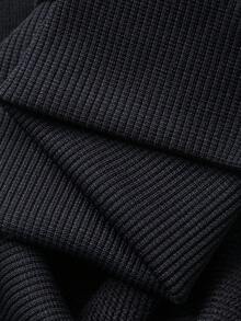 DAZY Tween Girl Casual Set: Striped Polo Neck Sweatshirt With Bow Detail And Pleated Mini Skirt, Autumn - Navy Blue - View 9