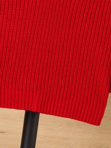 1 件年轻男孩休闲舒适时尚百搭柔软厚实提花针织灰色毛衣，适合日常穿着、上学、外出、运动、秋冬