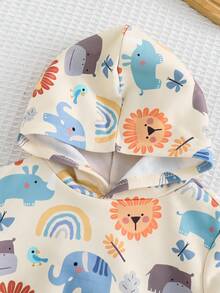 Cozy Pixies 2件套男婴卡通恐龙印花连帽卫衣和慢跑裤套装 - 彩色 - 查看 4