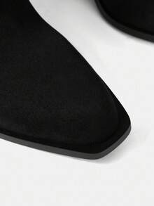 MOTF Giày bốt cao đến đầu gối mũi vuông có khóa kéo bên hông thời trang dành cho nữ - màu đen - Xem 3