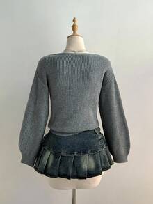 Elamini 女士休闲国旗图案提花针织毛衣，秋冬