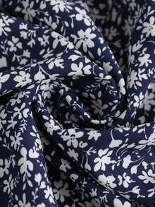 Rusticease Váy dài tay bèo nhún họa tiết hoa mùa hè cỡ lớn dành cho nữ - Xanh và trắng - Xem 5