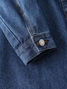 GlowEve Fake Pocket-Breasted Belted Denim Dress