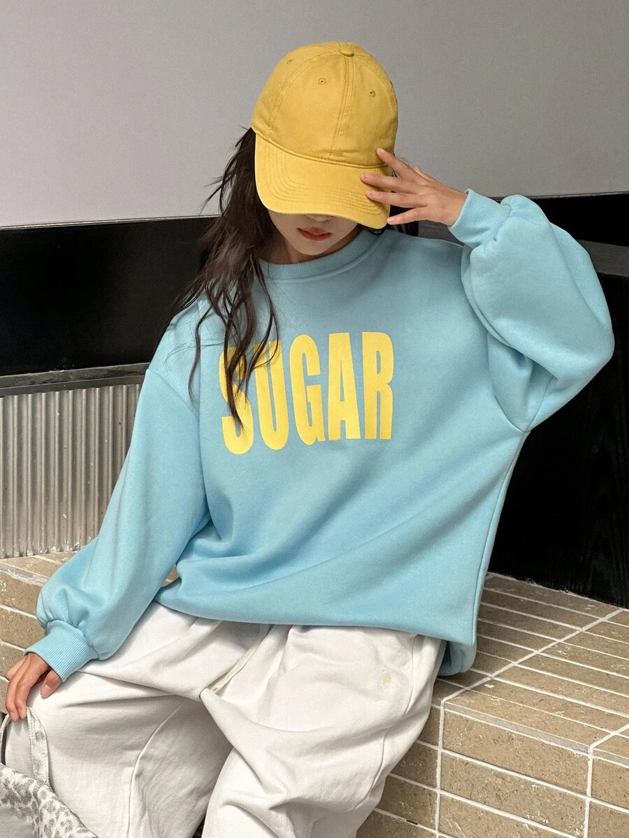 Dazy Kids Girls' Crew Neck Fleece Printed Sweatshirt, Fall,Winter