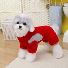 PETSIN Lovely Cartoon Style Four-Legged Pet Jumpsuit – Windproof And Snuggly Fleece Clothing For Small Dogs & Cats, Perfect For Daily Indoor And Outdoor Wear,Christmas,Christmas Decorations - Red - View 4