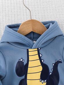 Cozy Pixies Felpa con cappuccio a maniche lunghe da bambino, con motivo a dinosaurocartoni animatin 3D e corna, per autunno e inverno