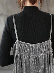 FRIFUL Camiseta de tirantes de terciopelo holgada y suelta para mujer