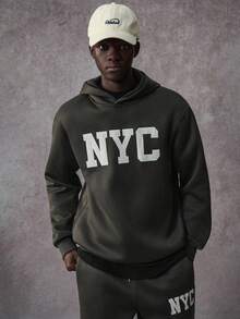 STYNVO Men's Letter Graphic Casual Loose Fit Hoodie & Pants Set, Fall Clothes Winter