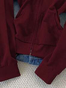 Noixe Women's Solid Color Long Sleeve Zip-Up Casual Hoodie Sweatshirt, Autumn