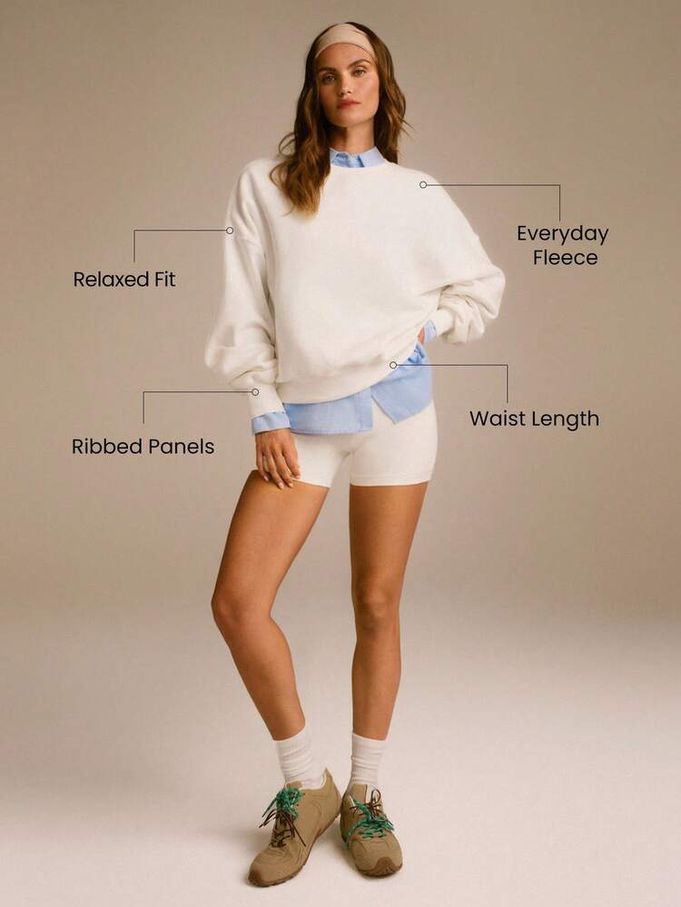 Pullover col rond décontracté, ajusté et confortable en polaire, taille côtelée, doux et léger, idéal pour l'automne et l'hiver, pour un usage quotidien et casual