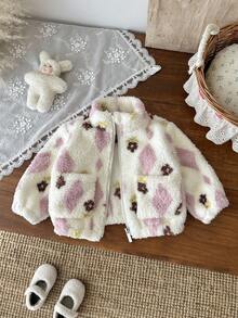 SHEIN Baby Girl Coat Casual Style Long Sleeve Fall Outfits For Girl Warmer Jacket Baby Jacket Winter